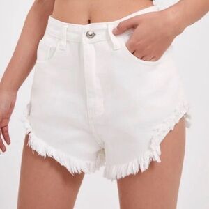 Wild Fable High Rise White Frayed Hem Distressed Cutoff Shorts